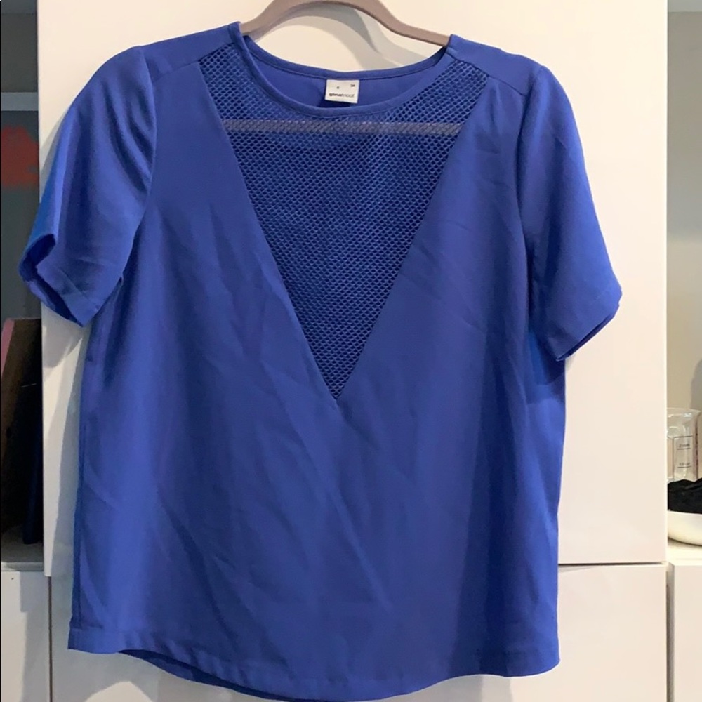 Blouse with Mesh V Cut